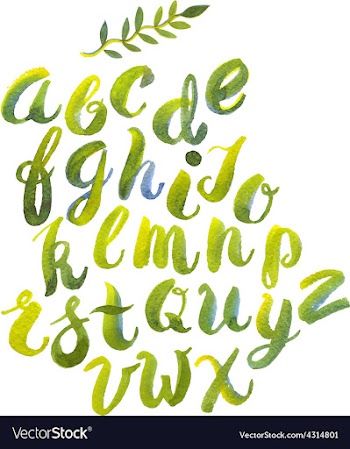 hand drawn watercolor alphabet made