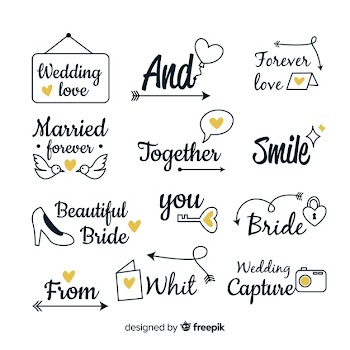 Hand drawn wedding catchword collection Free Vector