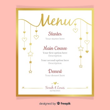 Hand drawn wedding menu template Free Vector
