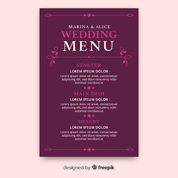 Hand drawn wedding menu template Free Vector