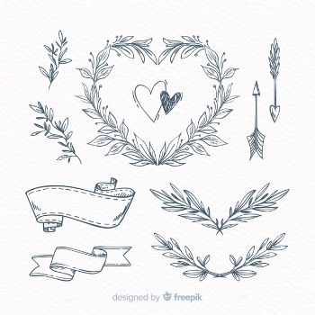 Hand drawn wedding ornament collection Free Vector
