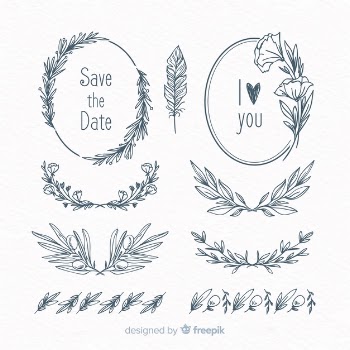 Hand drawn wedding ornament collection Free Vector