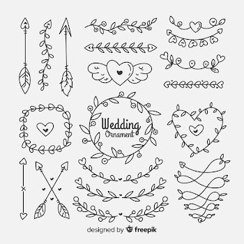 Hand drawn wedding ornament collection Free Vector