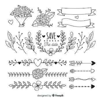 Hand drawn wedding ornament collection Free Vector