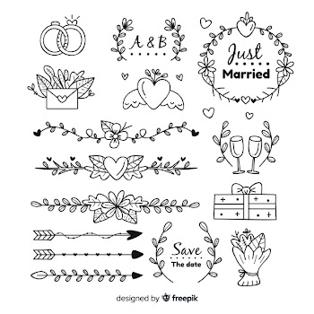 Hand drawn wedding ornament collection Free Vector