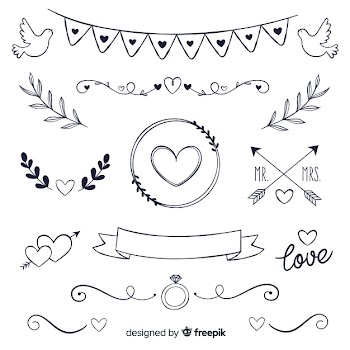 Hand drawn wedding ornament collection Free Vector
