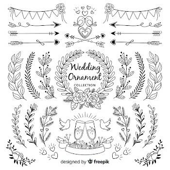 Hand drawn wedding ornament collection Free Vector