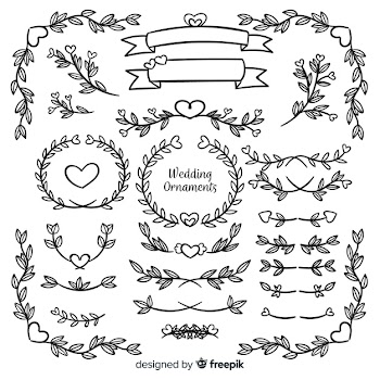 Hand drawn wedding ornament collection isolated Free Vector