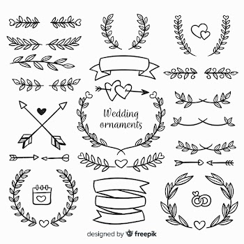 Hand drawn wedding ornaments set Free Vector