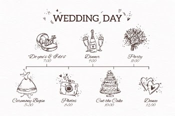 Hand drawn wedding timeline Free Vector