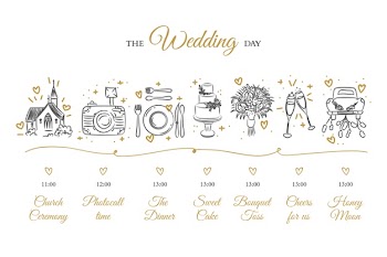 Hand drawn wedding timeline Free Vector