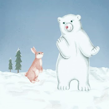 Hand-drawn white polar bear cub and a pink ra.. | Free stock vector - 543871