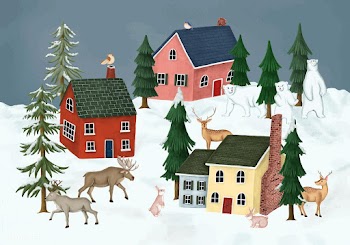 Hand-drawn wild animals visiting a village at.. | Free stock vector - 543862