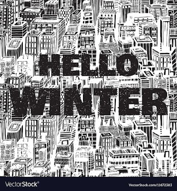 Hand drawn winter big city with text Hello vector image