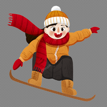 Hand drawn winter happy girl skiing image - PNG Clip art and ...