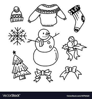 hand drawn winter icon set