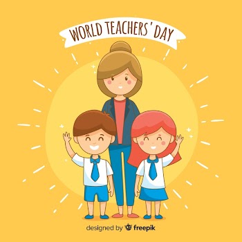 Hand-drawn world teachers day background Free Vector