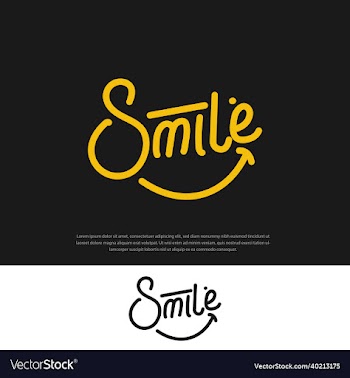 hand drawn yellow typography smile logo on dark