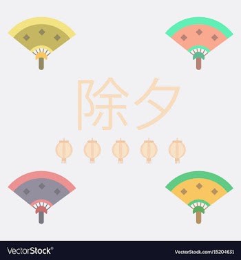 Hand fan collection of chinese vector image