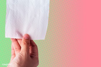 Hand getting toilet paper on pink and green background | Free  photo - 2312542