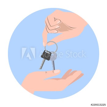 Hand giving a key from the house