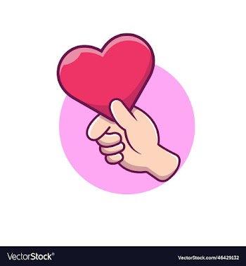 hand giving love heart cartoon