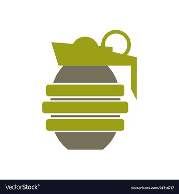 Hand grenade - a cartoon of a military hand vector image