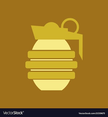 Hand grenade - a cartoon of a military hand vector image
