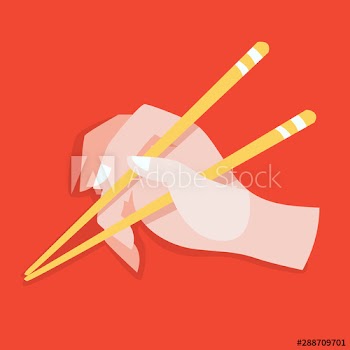 Hand hold chinese or japanese chopsticks