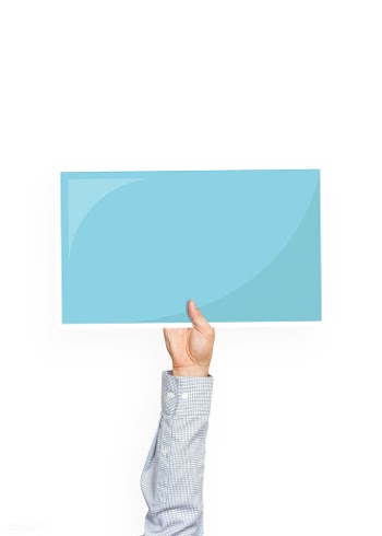 Hand holding a blue rectangle cardboard | Free stock psd mockup - 536469