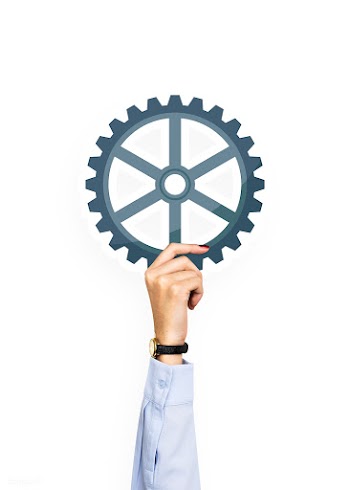 Hand holding a cog icon clipart | Free stock psd mockup - 536459