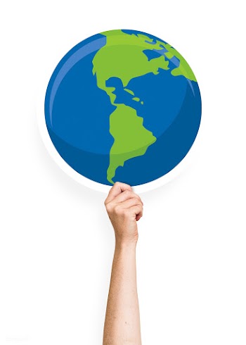 Hand holding a globe cardboard prop | Free stock psd mockup - 526405