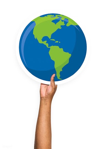 Hand holding a globe cardboard prop | Free stock psd mockup - 526498