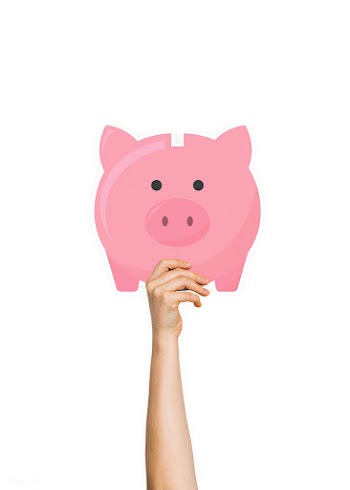 Hand holding a piggy bank cardboard prop | Free stock psd mockup - 525938