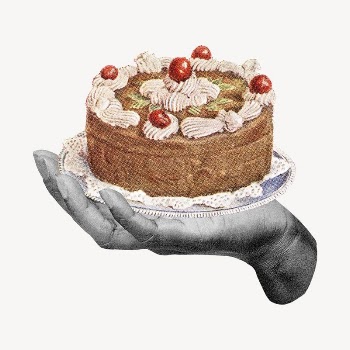Hand holding birthday cake, vintage | Free Vector - rawpixel