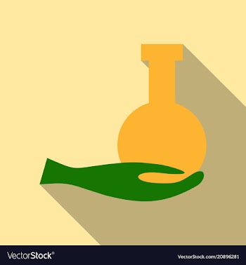 Hand holding flask and test tube icon chemical vector image