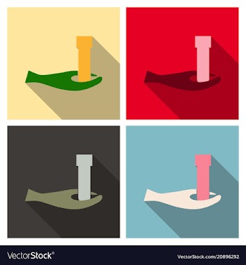 Hand holding flask and test tube icon chemical vector image
