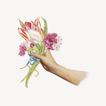 Hand holding flower bouquet, vintage | Free Vector - rawpixel
