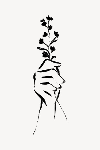 Hand holding flower ink brush, | Free Photo - rawpixel