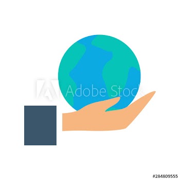 Hand holding globe icon