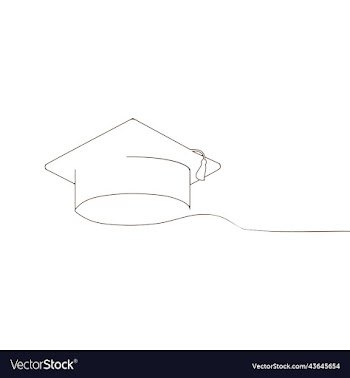 hand holding graduation cap line art