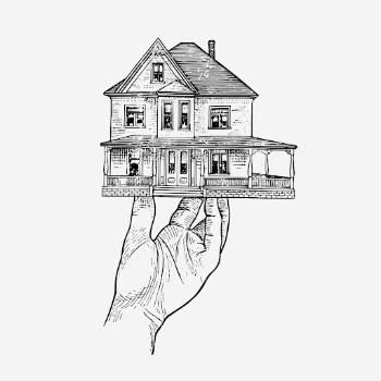 Hand holding house model illustration. | Free Photo Illustration - rawpixel