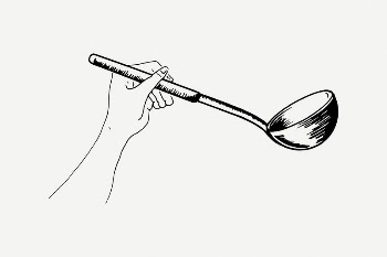 Hand holding ladle clipart, vintage | Free PSD Illustration - rawpixel