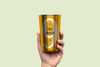 Hand Holding Metal Cup