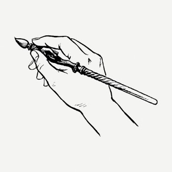 Hand holding paint brush drawing, | Free PSD - rawpixel