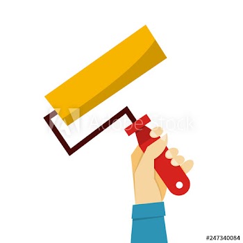 Hand holding paint roller