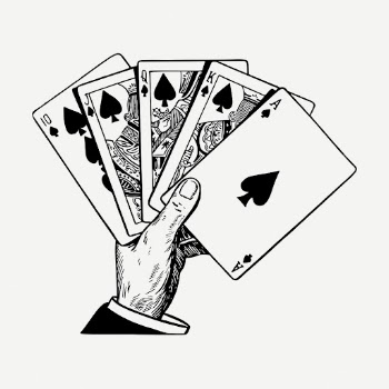 Hand holding play cards drawing, | Free PSD - rawpixel