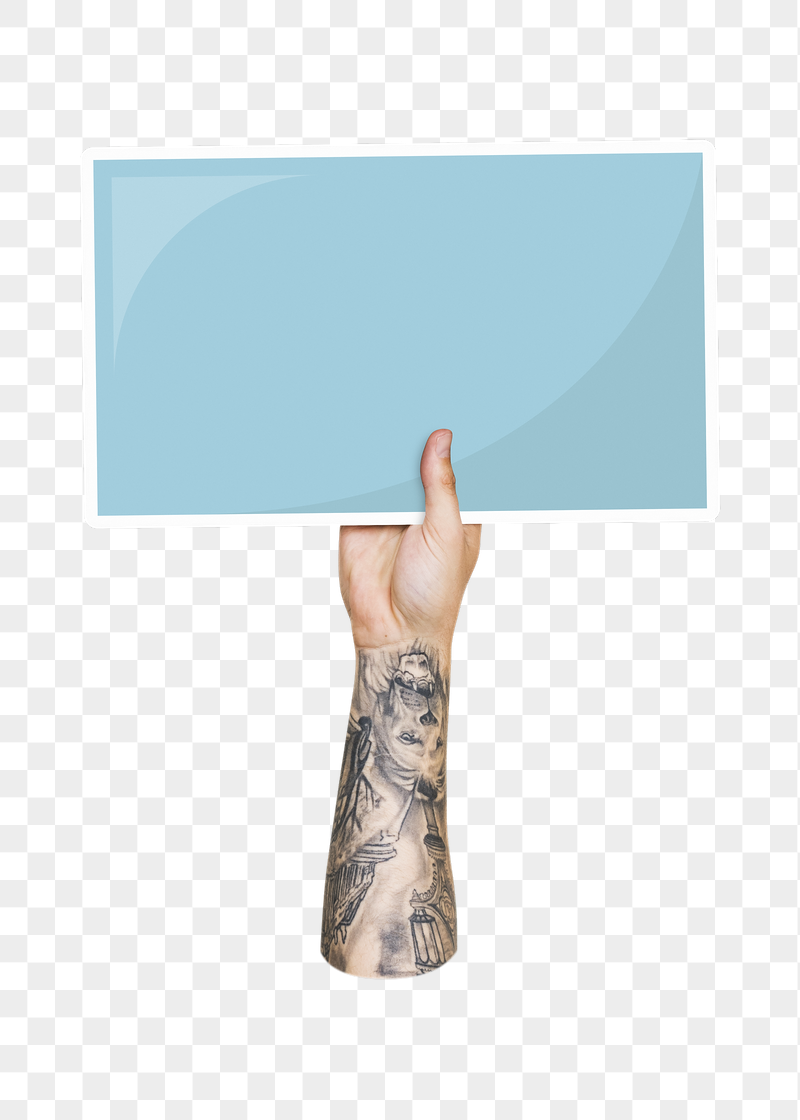 Hand holding png blank sign, | Free PNG - rawpixel