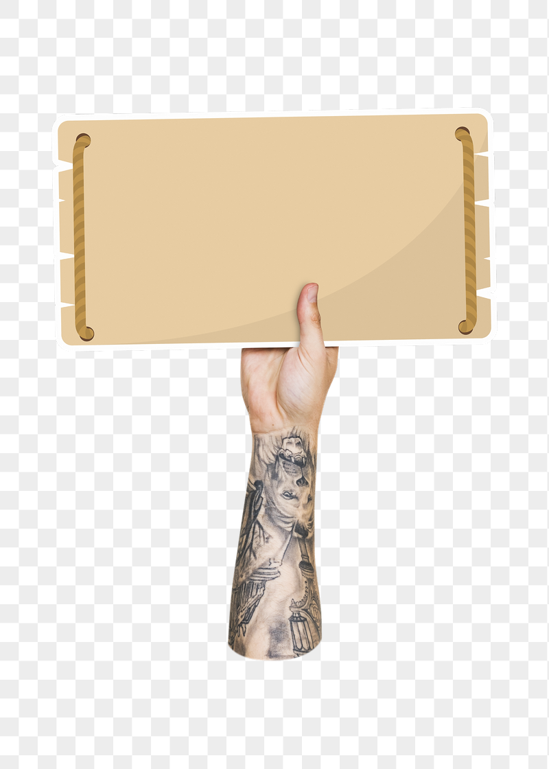 Hand holding png blank sign, | Free PNG - rawpixel