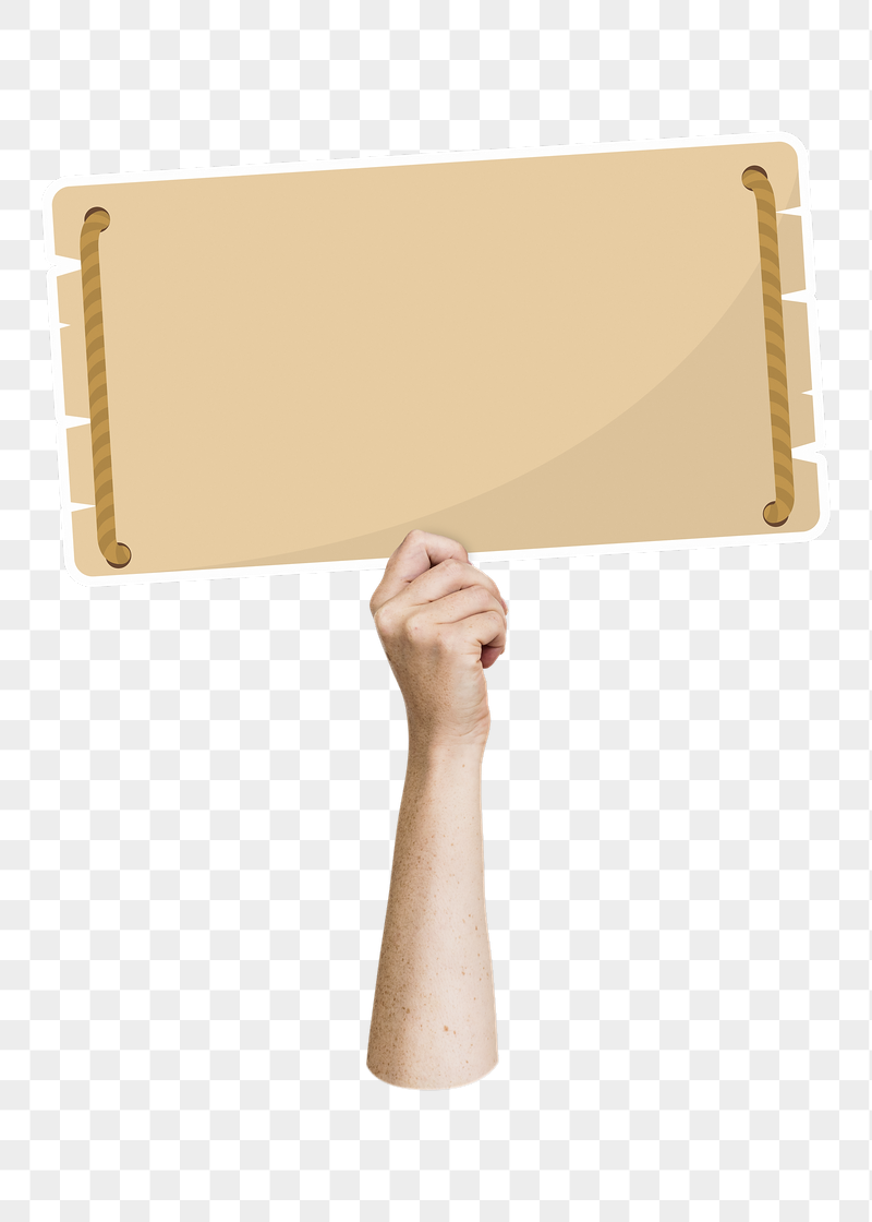Hand holding png blank sign, | Free PNG - rawpixel